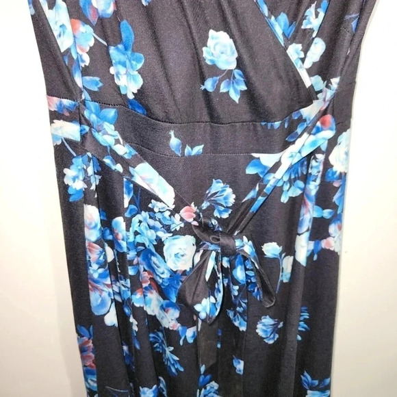 Pinup Dress Wrap Top Blue Roses Flutter Sleeve 18W 18 - Picture 9 of 13